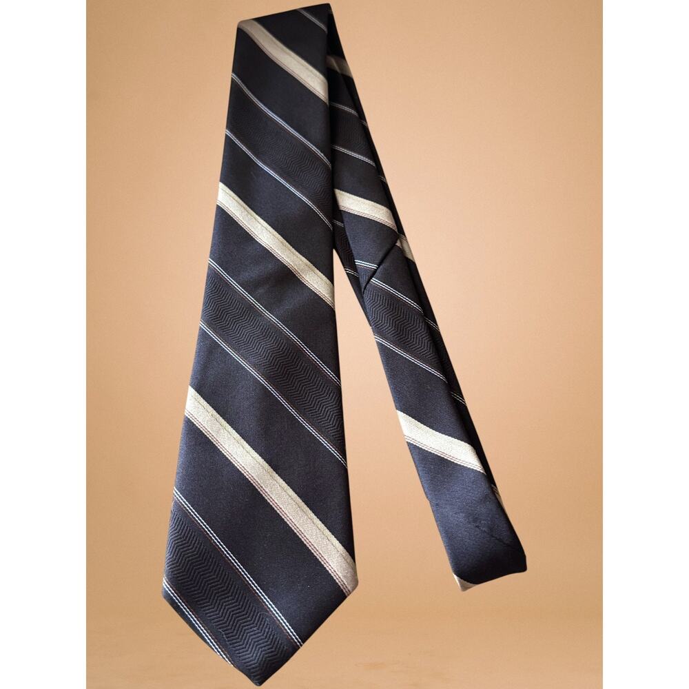 Vintage Courtley Custom Brown Striped Tie Imported Fabric 56” x 3”